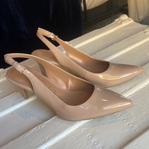 Calvin Klein Women’s Nude Slingback Pointed Toe Heels